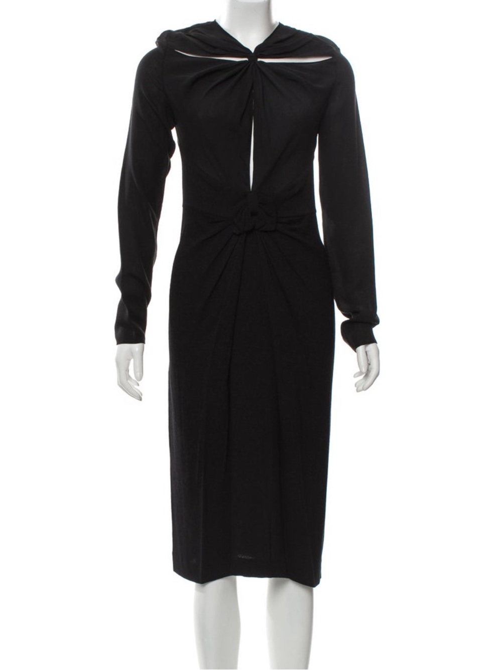 PROENZA SCHOULER RUNWAY ARCHIVAL MIDI SILK CUTOUT BLACK DRESS SIZE 4